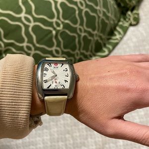 Michele Urban Mini Stainless Steel Watch with Leather band